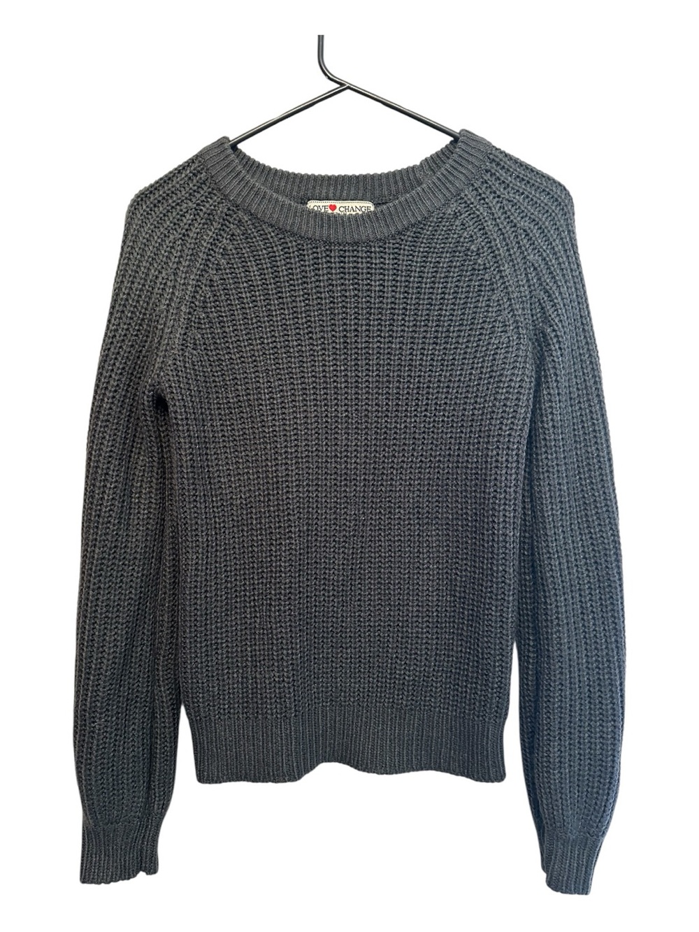 Vintage Y2K Love Change Charcoal Gray Knit Crewneck Sweater Small